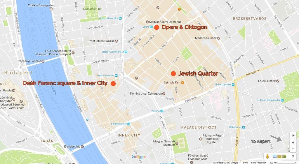 mapa de budapeste, a praça deak