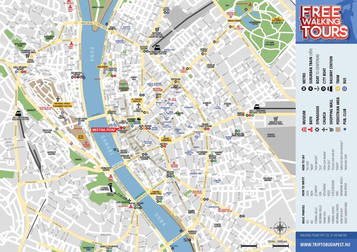 passeio a pé do mapa de budapeste