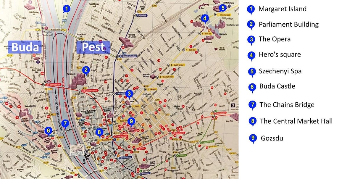 budapeste lugares para visitar mapa