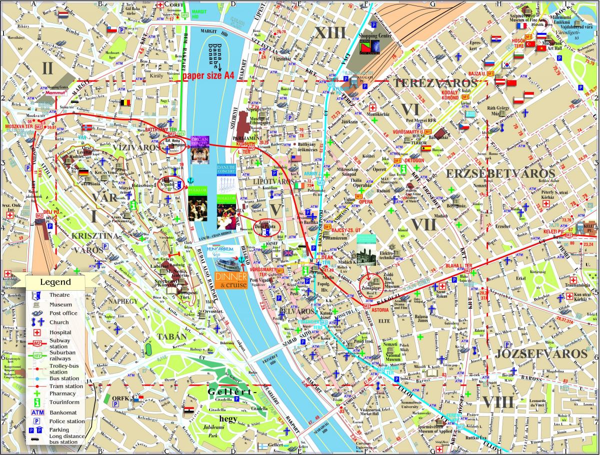 budapeste mapa da cidade com atrações