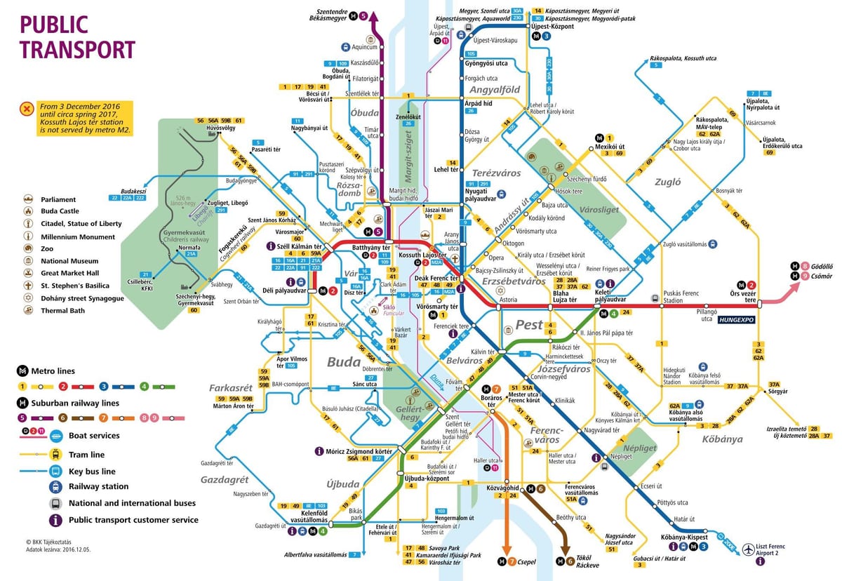 mapa de budapeste transporte público