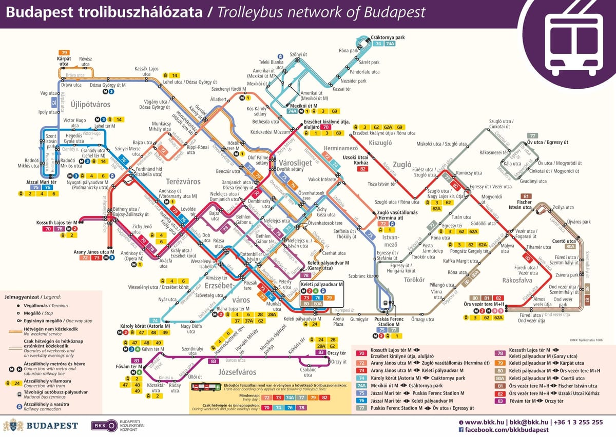 mapa de budapeste trólebus