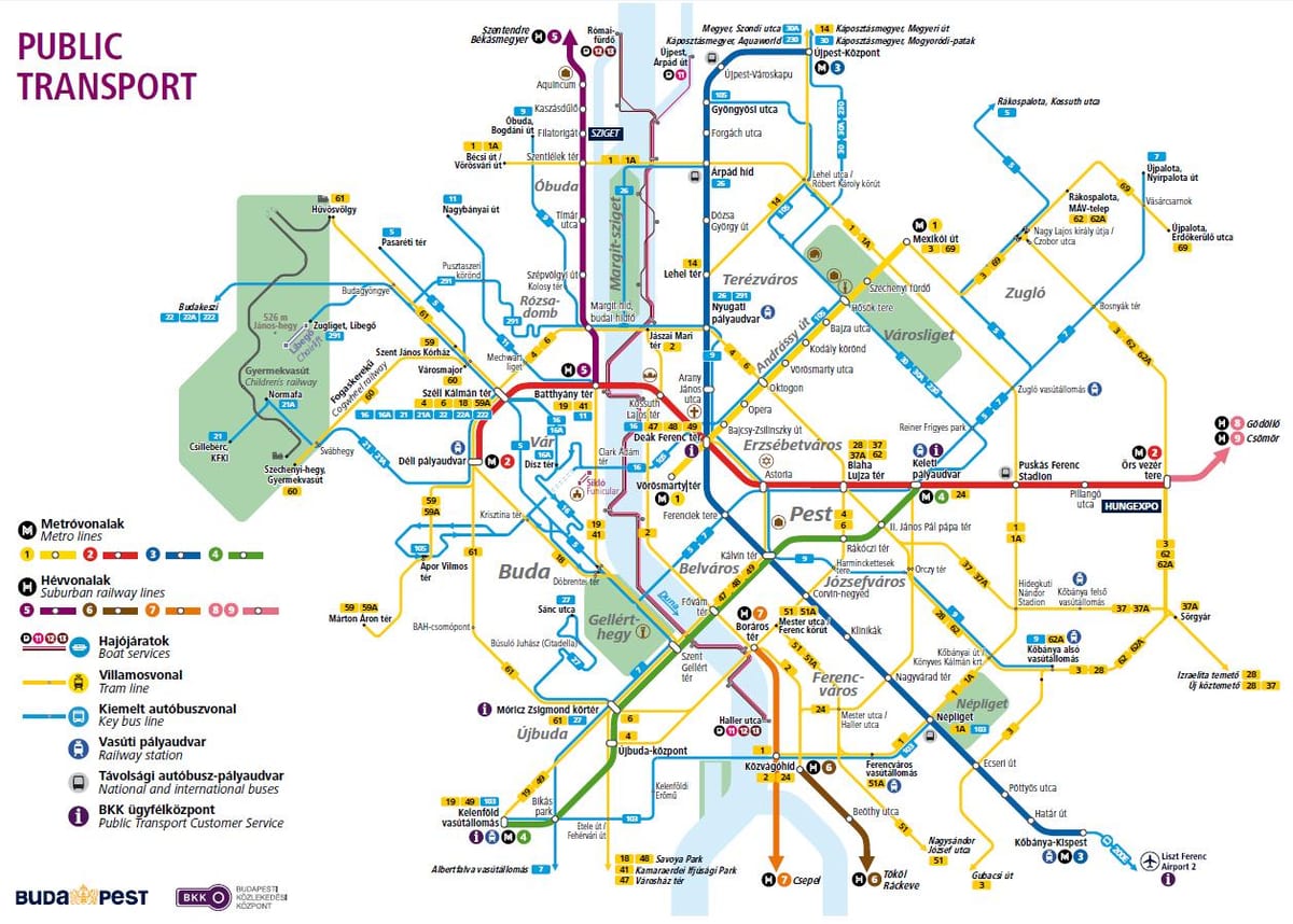 budapeste linhas de ônibus mapa