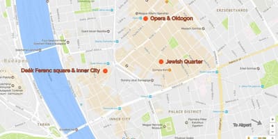 Mapa de budapeste, a praça deak