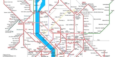 Linhas de eléctrico mapa de budapeste