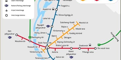 Mapa do metrô de budapeste, hungria